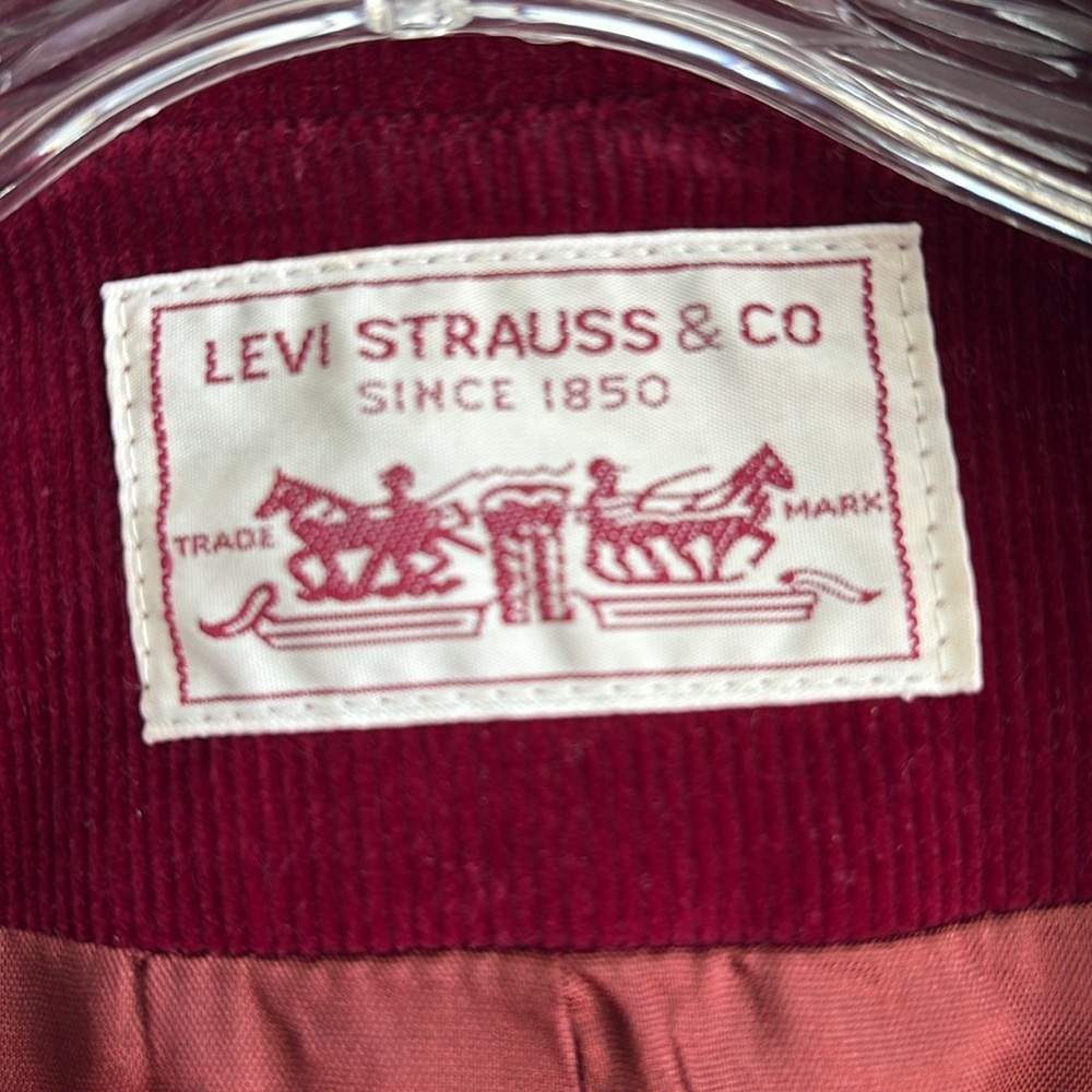 VTG Levi's Strauss & CO Burgundy Corduroy Suit Jacket Size 8-10 - Picture 3 of 7